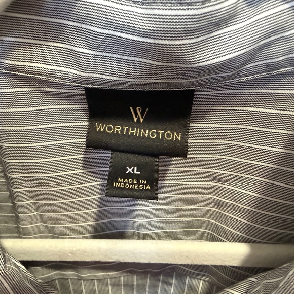 Gray Button Up with White Pinstripe - Picture 2 of 3